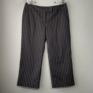 Office Capris Size 4 Black White Pinstriped Trousers Bermuda Y2K Dark Academia